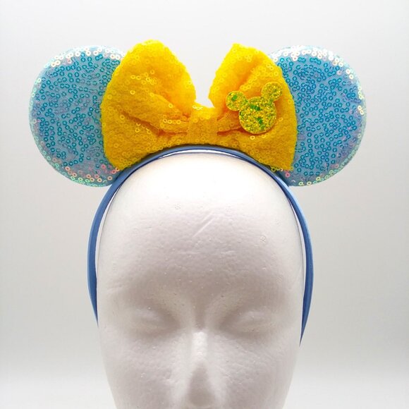 Headband Disney Mouse Ears Minnie Sequins Bow Sparkle Mickey Parks Vacation Fun - Picture 1 of 3